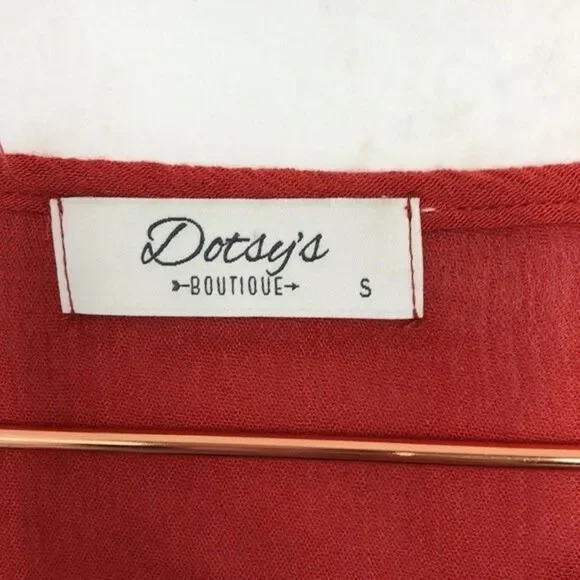 Dotsy's Boutique Crop Bell Sleeve Red  Tie HemTop Excellent Used Condition Small - Picture 2 of 6
